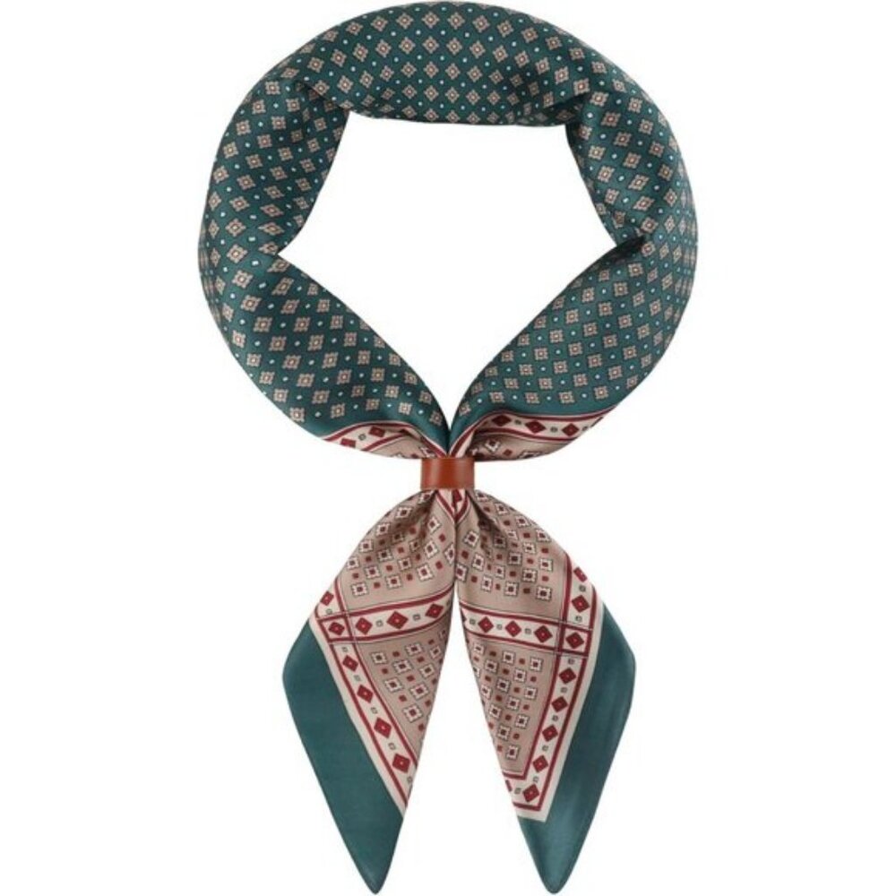 ⚡Men A-Grassgreen Necktie 27.5 Inches Cowboy Scarves Pocket Square Silk Bandanas